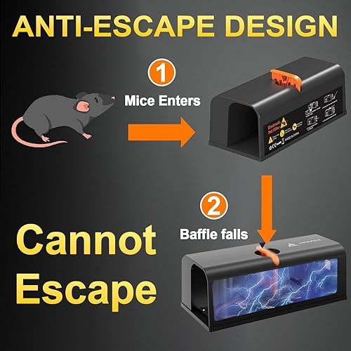 Miniatura 4 de Trampa eléctrica para ratones, sin contacto y sin visión, trampa eléctrica para ratones y ratas en interiores para el hogar, mata ratones