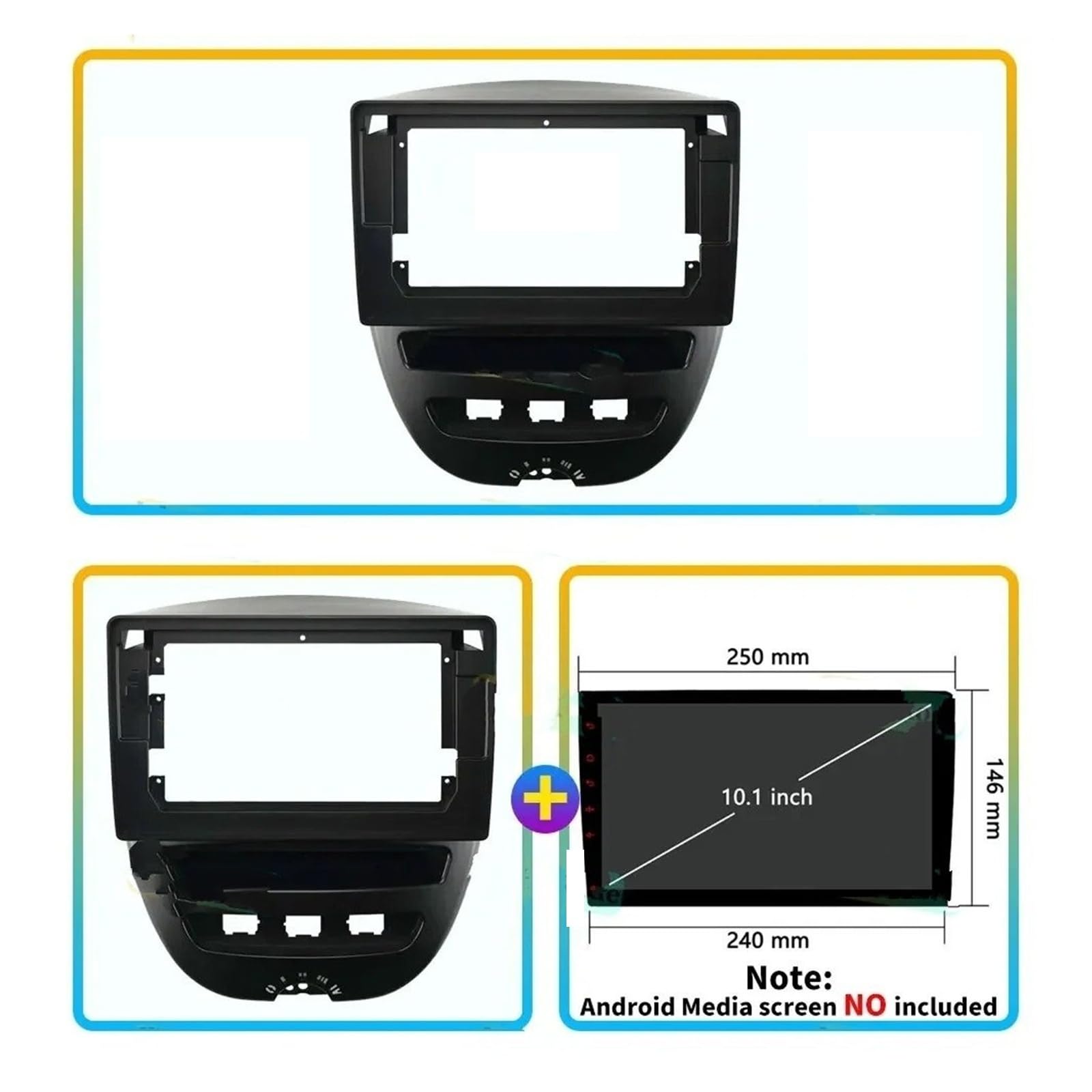 Mascherina Autoradio Cornice Stereo per Peugeot 107 2005-2009 2010 2011 2012 2013 2014 Auto Android Radio Stereo Lettore Cornice Fascia Pannello Cavo Alimentazione Canbus