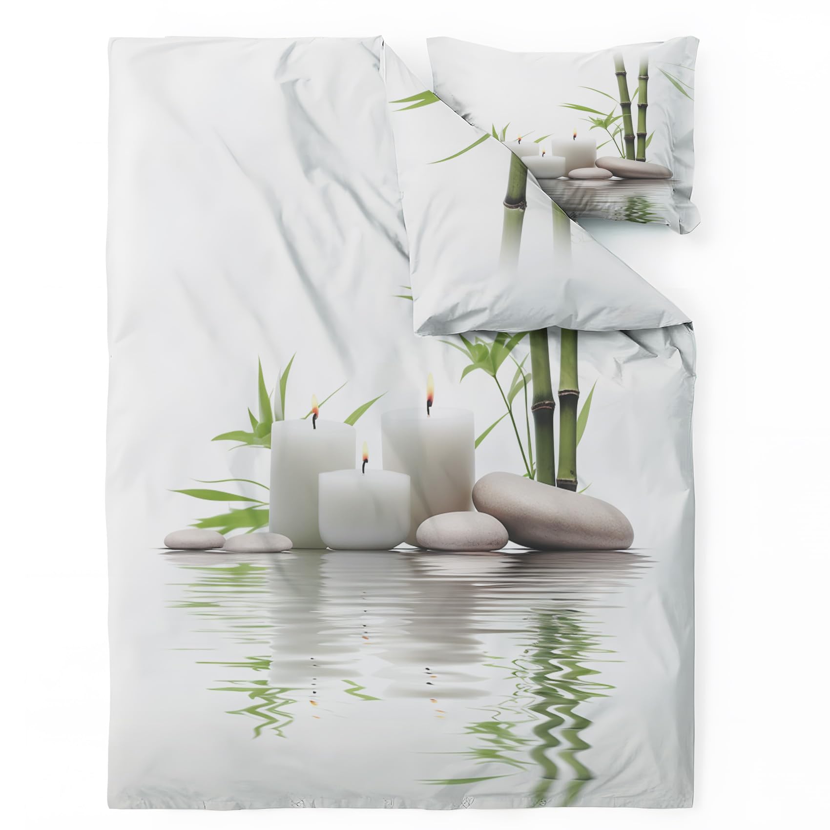 Parure De Lit Adulte 2 Personnes – 220x240cm – Bleu Foncé – Bambou/Polyester – Neuve