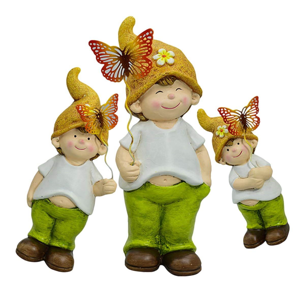 Toyvian Statua da Giardino in Ceramica 3 Pezzi, Statuetta Decorativa Compatta per Prato e Cortile, Ornamento da Esterno Creativo a Forma di Nano per Decorazioni Giardino