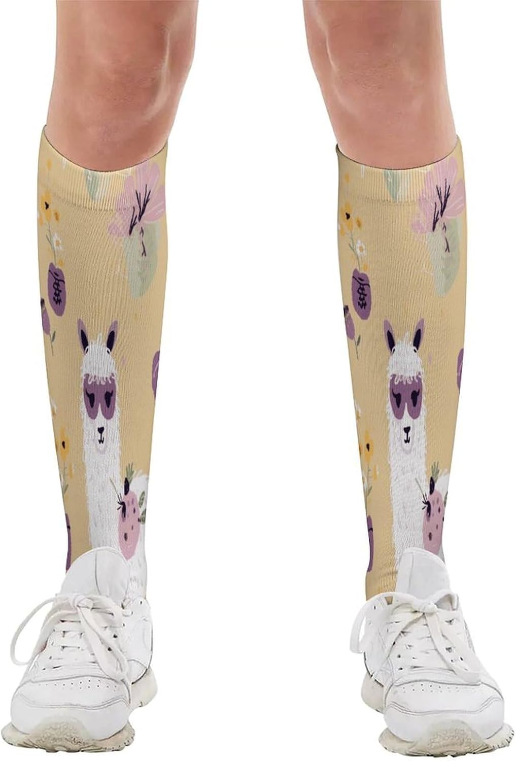 Alpaca And Bee Crew Socks Calf Socks Athletic Crew Sock