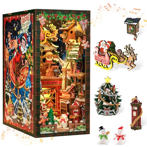 CUTEBEE Christmas Book Nook Kit – DIY Miniature House Dollhouse K