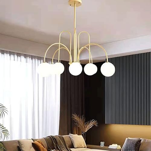 Miniatura 2 de Modern Chandelier Modern Globe Brushed Brass Metal Pendant Light with Adjustable Rods Hanging Ceiling Lighting Fixture for Kitchen Dining Room