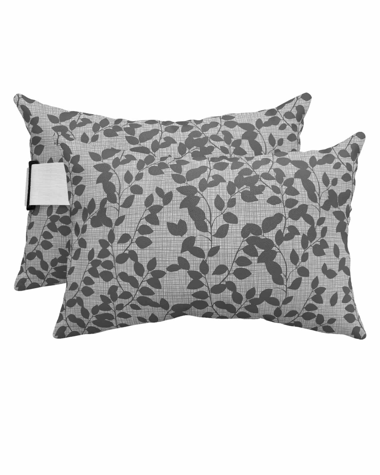 Anzona Pack of 4 Grey Botanical Lumbar Pillow Covers, Outdoor Waterproof Throw Pillow Covers Set, Pastoral Spring Floral Summer Art Decorative Cushion Case for Patio Beach, 11x16 Inch