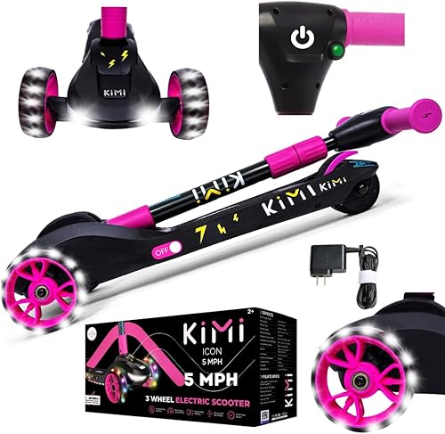 Miniatura 2 de Kimi Scooter eléctrico de 3 ruedas para niños y niños pequeños de 2 a 9 años, luz delantera y luces de rueda de primera calidad, niños y niñas, luz