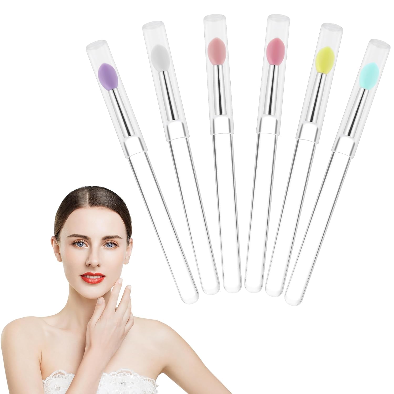 Tusmad Lipstick Brush Set – 2 Pcs Silicone Lip Applicators for Precise Lipstick, Gloss & Balm Application – Reusable Mask Brushes – White, Pink, Red Makeup Tools-picture-39