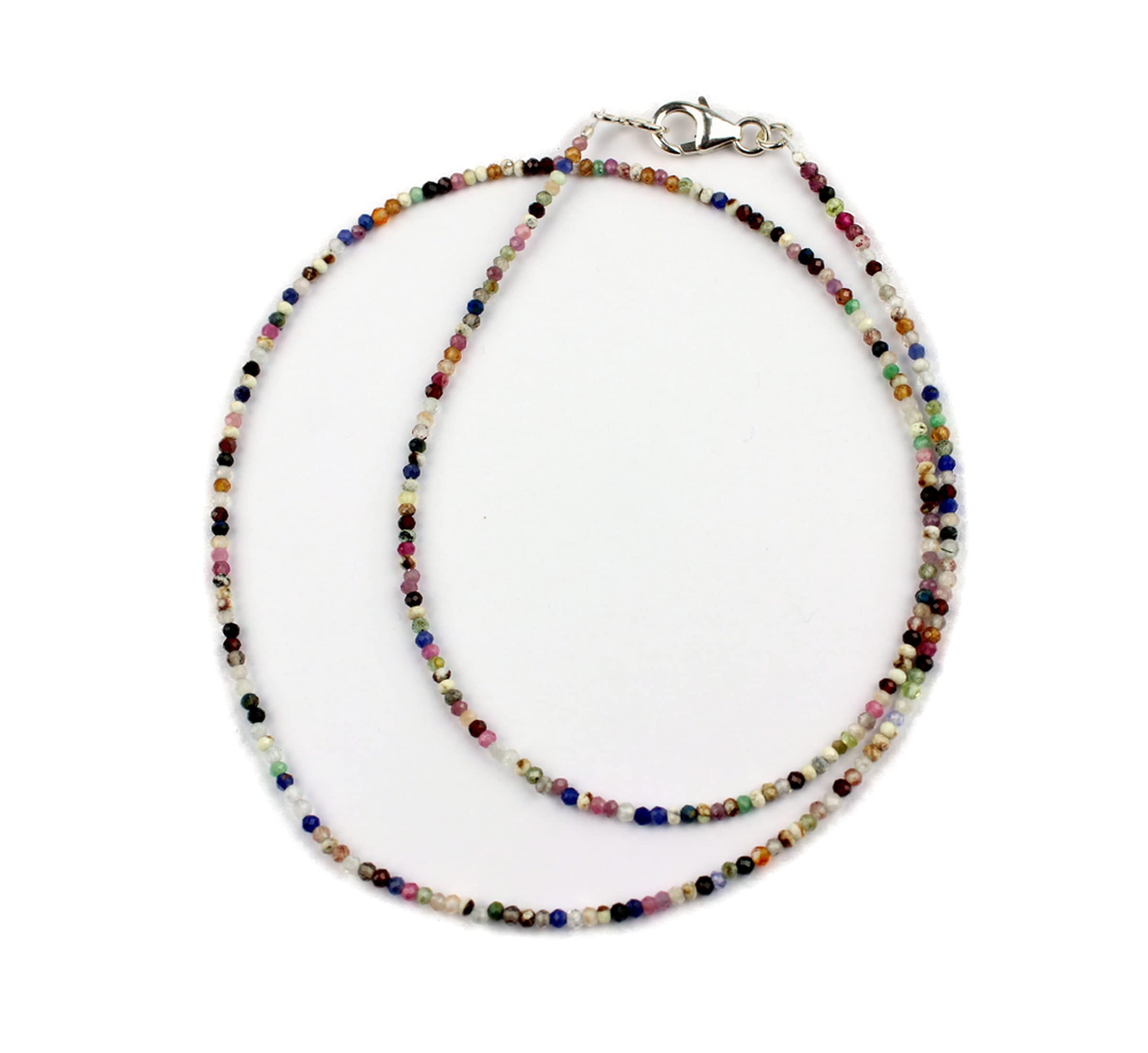 Echte Edelstein Kette Gemischt feingeschliffen Bunt Farbe ca. 45 cm