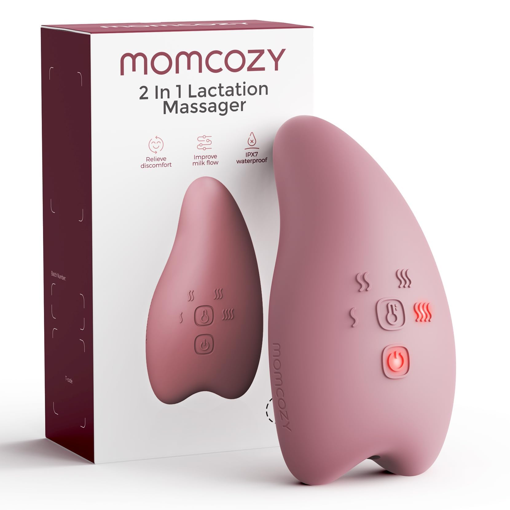 Momcozy Massaggiatore per allattamento A1Pro - vibrazione profonda e riscaldamento rapido per alleviare la congestione del latte e per un pompaggio più efficiente, con funzione memoria e ricarica