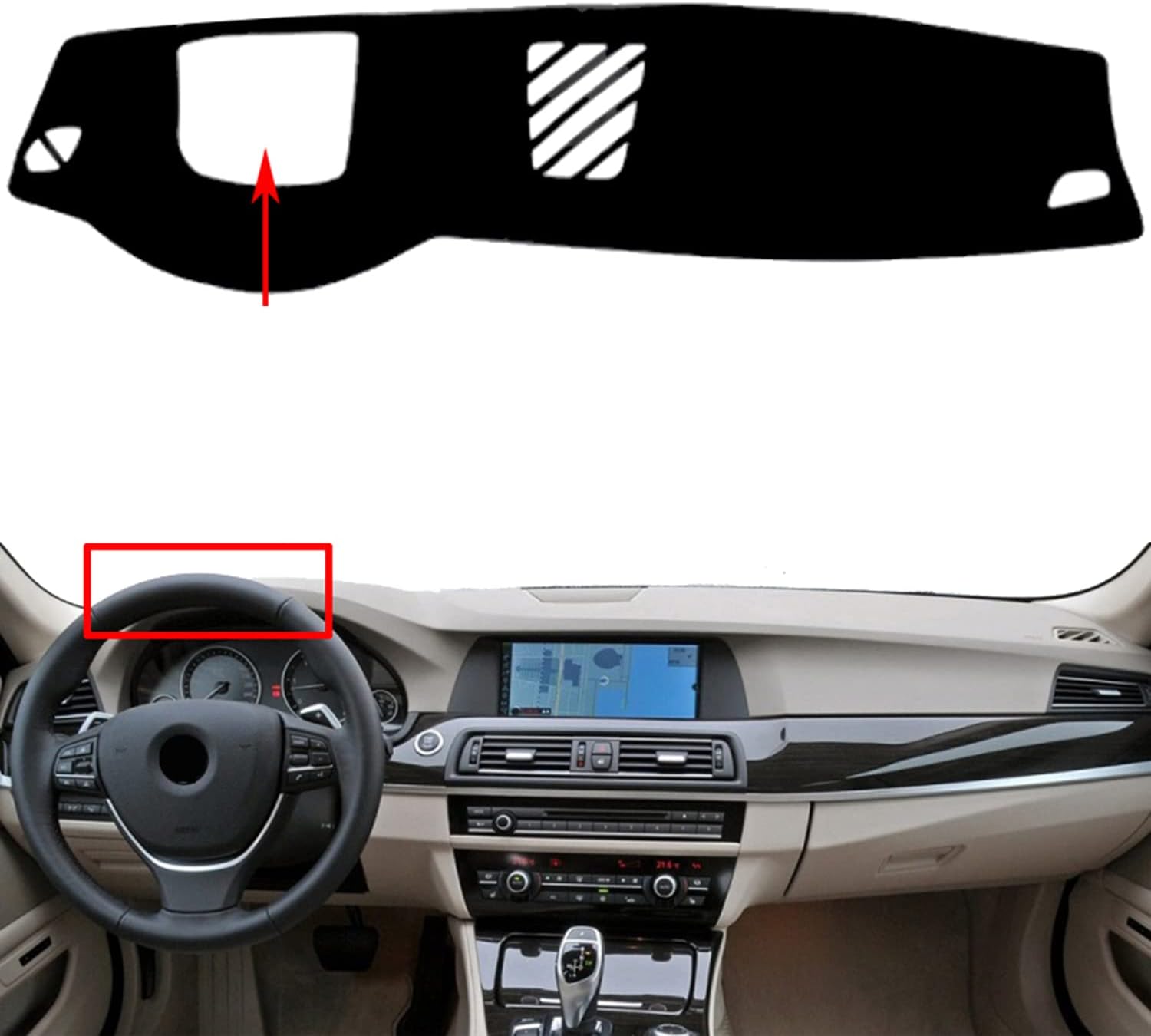 Car Dashboard Dash Board Cover Mat Carpet Compatible for BMW 5 Series (F10) 2010 2011 2012 2013 2014 2015 2016 (with HUD) Left Hand Drive