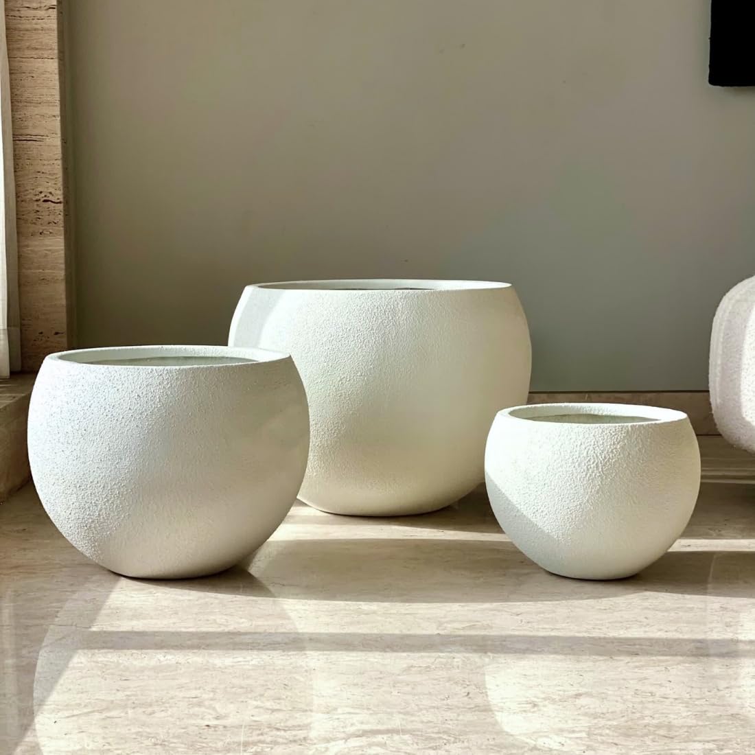MASON HOME Lithos Chalk White Planter Medium|Made With Fiberglass Material | Durable - Longlasting - Lightweight - Versatile | Plants - Trees - Flowers - Succullents | Home - Office - Balcony - Garden-image-33