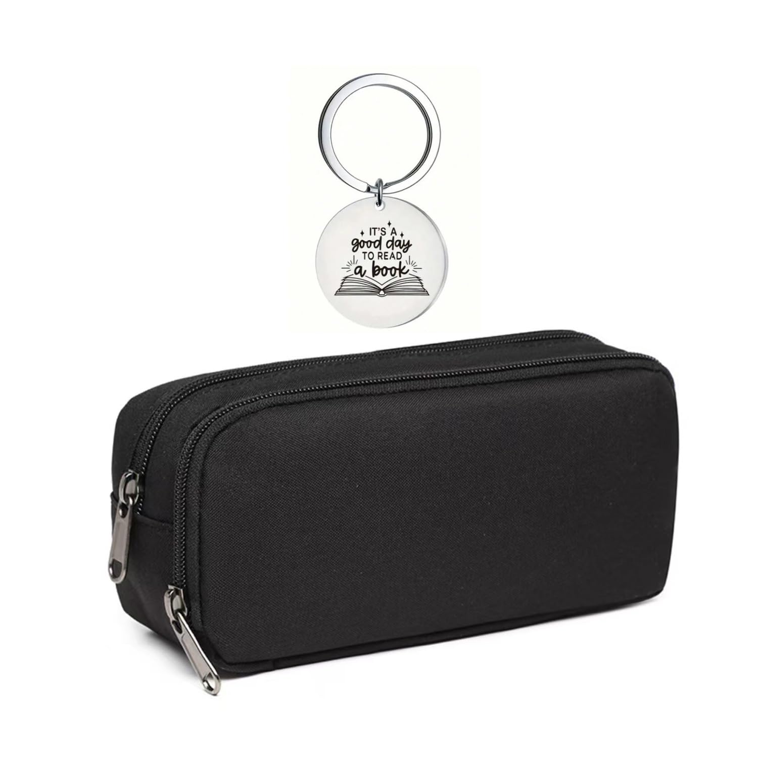1 Simple Pencil Case and 1 Reading Pendant, Lightweight, Durable and Large-Capacity, Office Stationery, Suitable for Daily Storage.