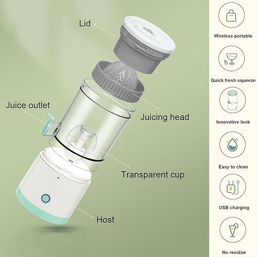 Miniatura 3 de Exprimidor eléctrico de cítricos, máquina exprimidora recargable con cable USB y cepillo de limpieza, exprimidor de pomelo de limón naranja y lima