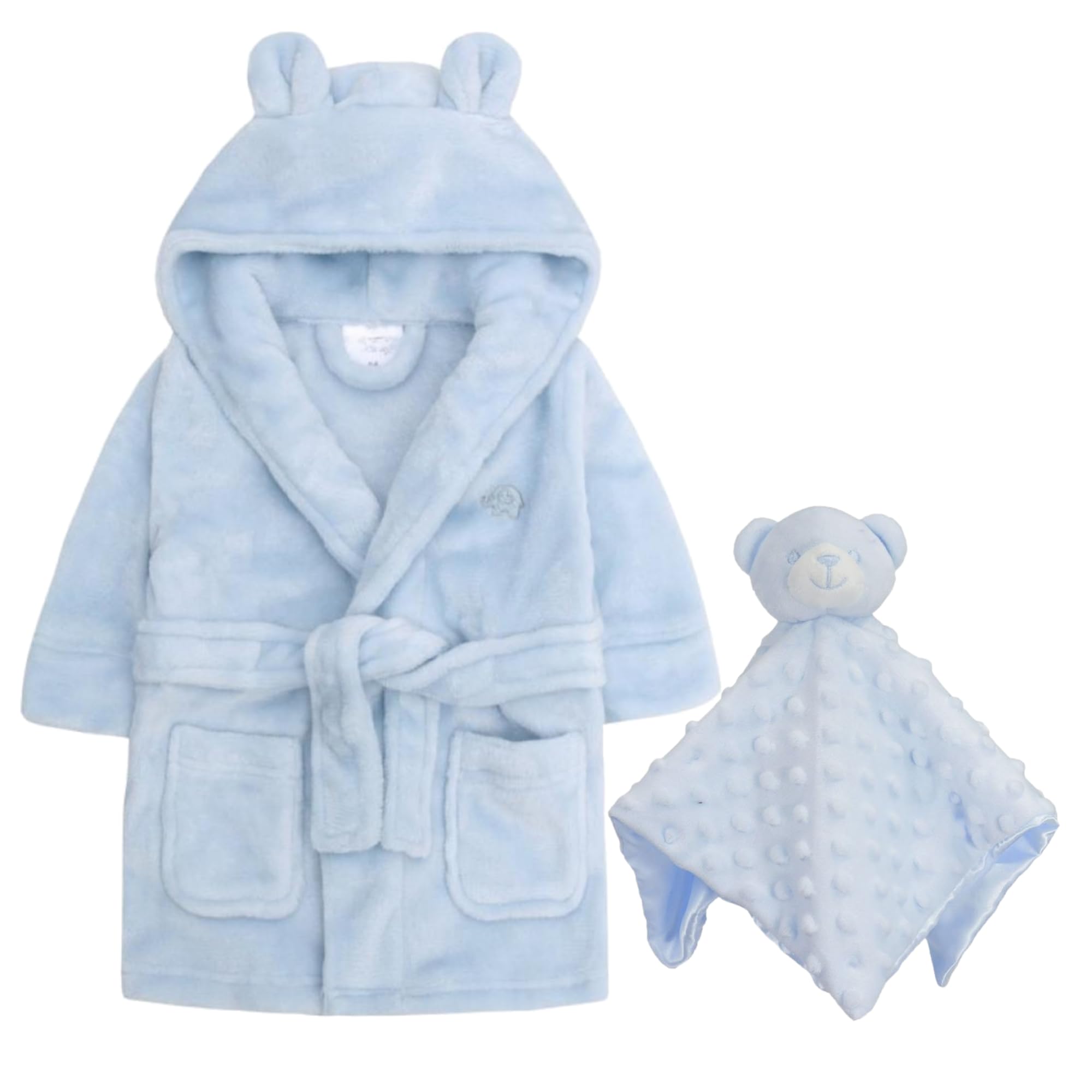 Baby Dressing Gown and Comforter Set, Newborn Gift Set Robe with Comforter for Baby Boys and Girls, Perfect for Gender Reveal, Gift Hamper, Blue, 0, 6 Months