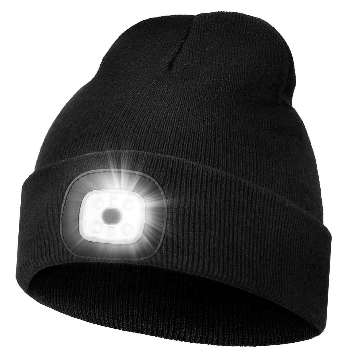 LED Beanie Hat with Light Built in Headlamp Beanie Hats Mens Fishing Gifts Cool Stuff for Men Birthday Fathers Day Unique Gifts for Men Women Teens Black
