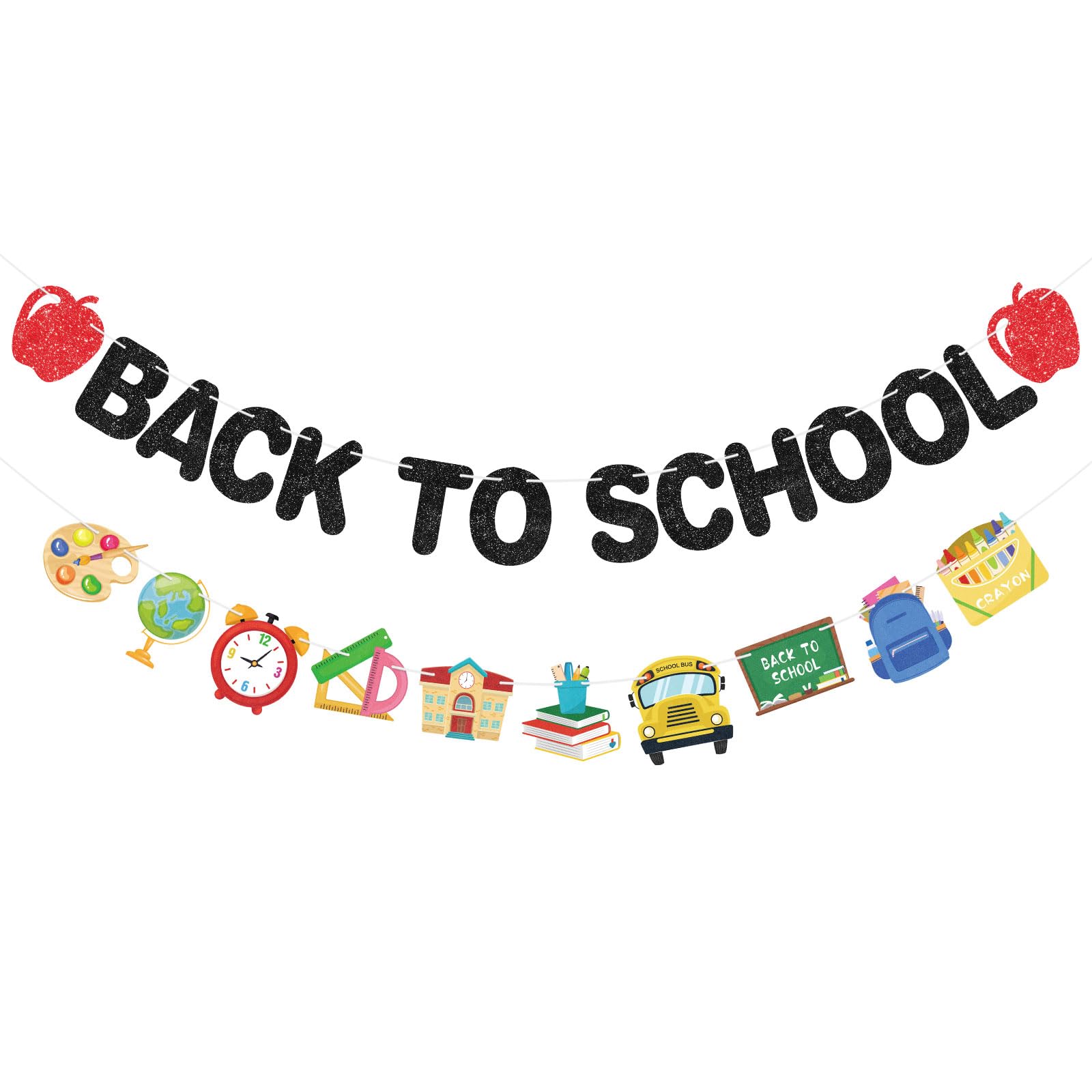 Hooqict Back to School Banner Decorations Colorful Glitter Welcome Back Party Banner for First Day of School Office Classroom Bulletin Board Decorations
