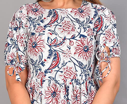 Image of Kuruti B Sheets Women's Cotton Floral Printed Regular Fit Anarkali Kurta for Women