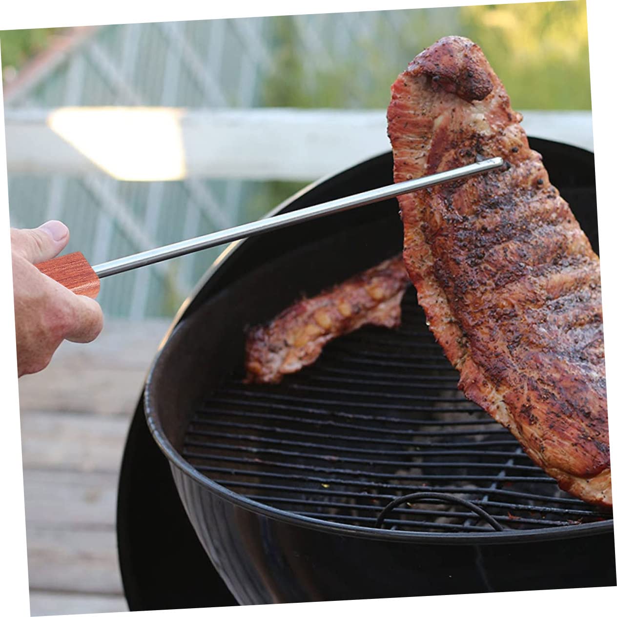 MAGICLULU 2pezzi Ganci Per Carne Acciaio Inossidabile Con Manico Legno Utensile Per Barbecue E Grigliate Forchetta Per Carne Strumento Pratico Per Cucinare E Grill