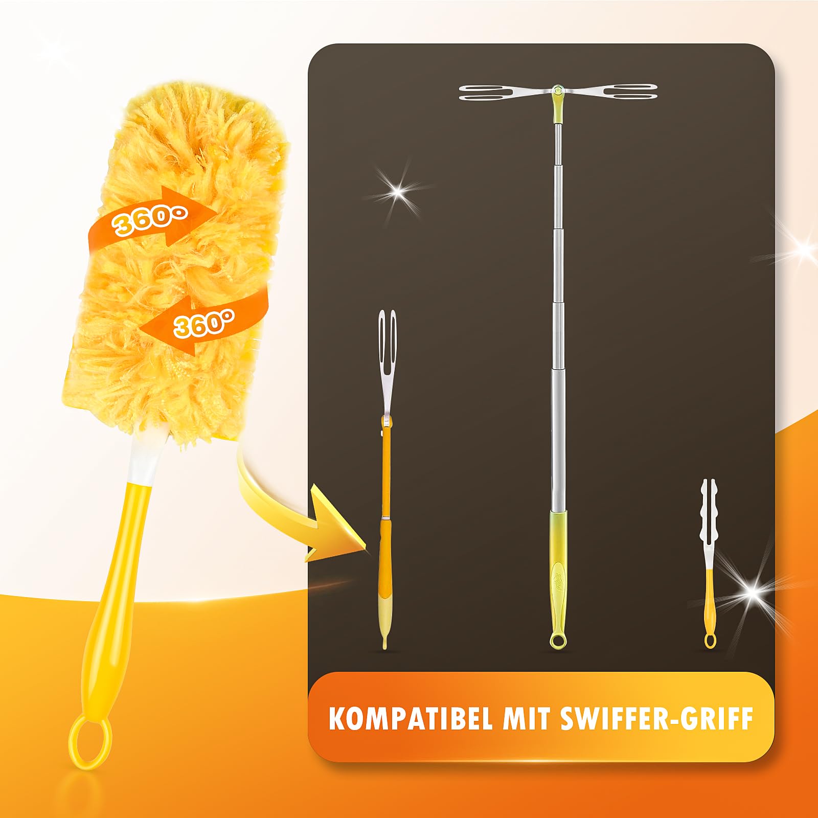 Flammi Fleece-Staubwedel-Nachfüllpack – 3 Stück, Für Swiffer Handstaubwedel, Wiederverwendbar