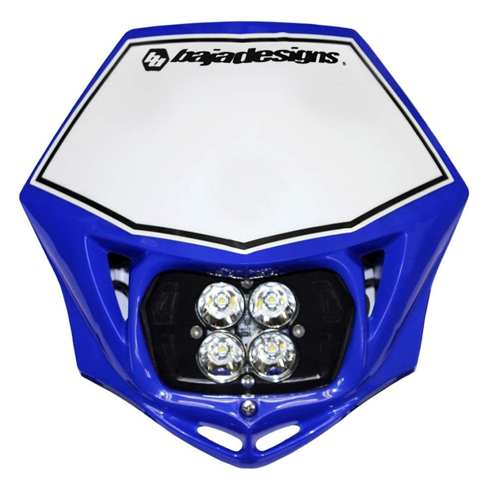 Baja Designs Squadron Sport Universal LED Motorcycle Headlight Kit with Shell (D/C) - Blue Shell, Universal Fit, Plug and Play Installation for Dirt and Dual Sport Bikes (Spot Lens; Clear)