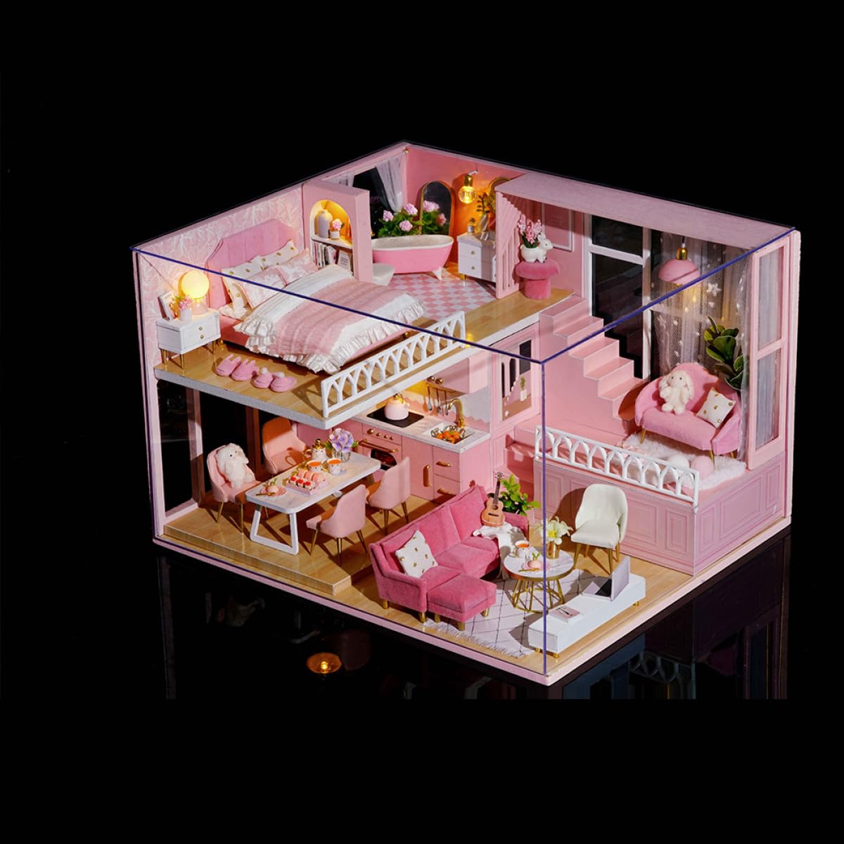 DECHOUS Mini Apartment Fai da Te Casa delle Bambole in Miniatura Giocattolo di Assemblaggio Manuale, Facile da Montare, per Ragazzo Ragazza