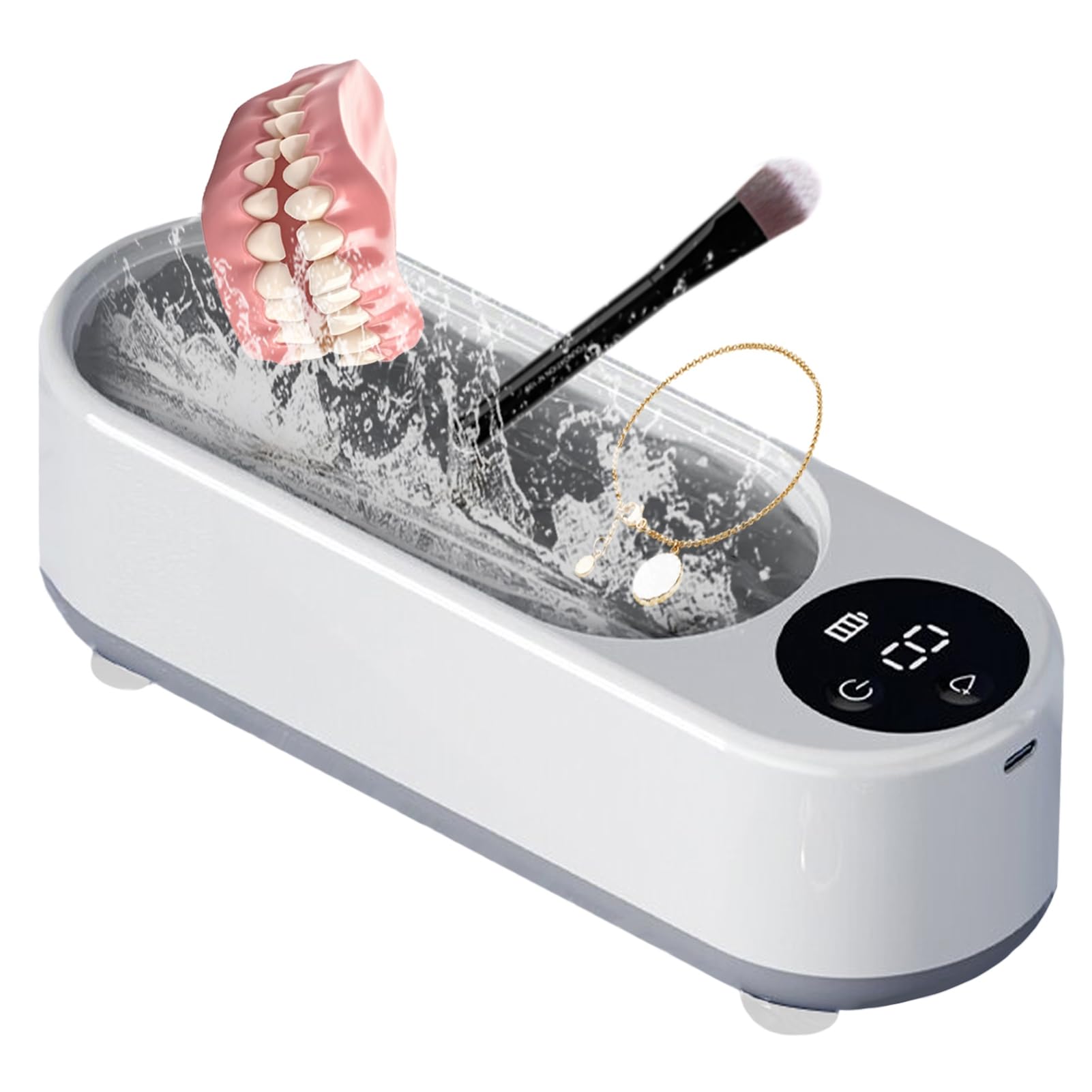 Fiauli White 300Ml Ultrasonic Jewelry Cleaner, Jewellery Cleaner 45000Hz, Professional Sonic Cleaner Jewellery Cleaner Solution For Jewellery Rings Glasses Watches