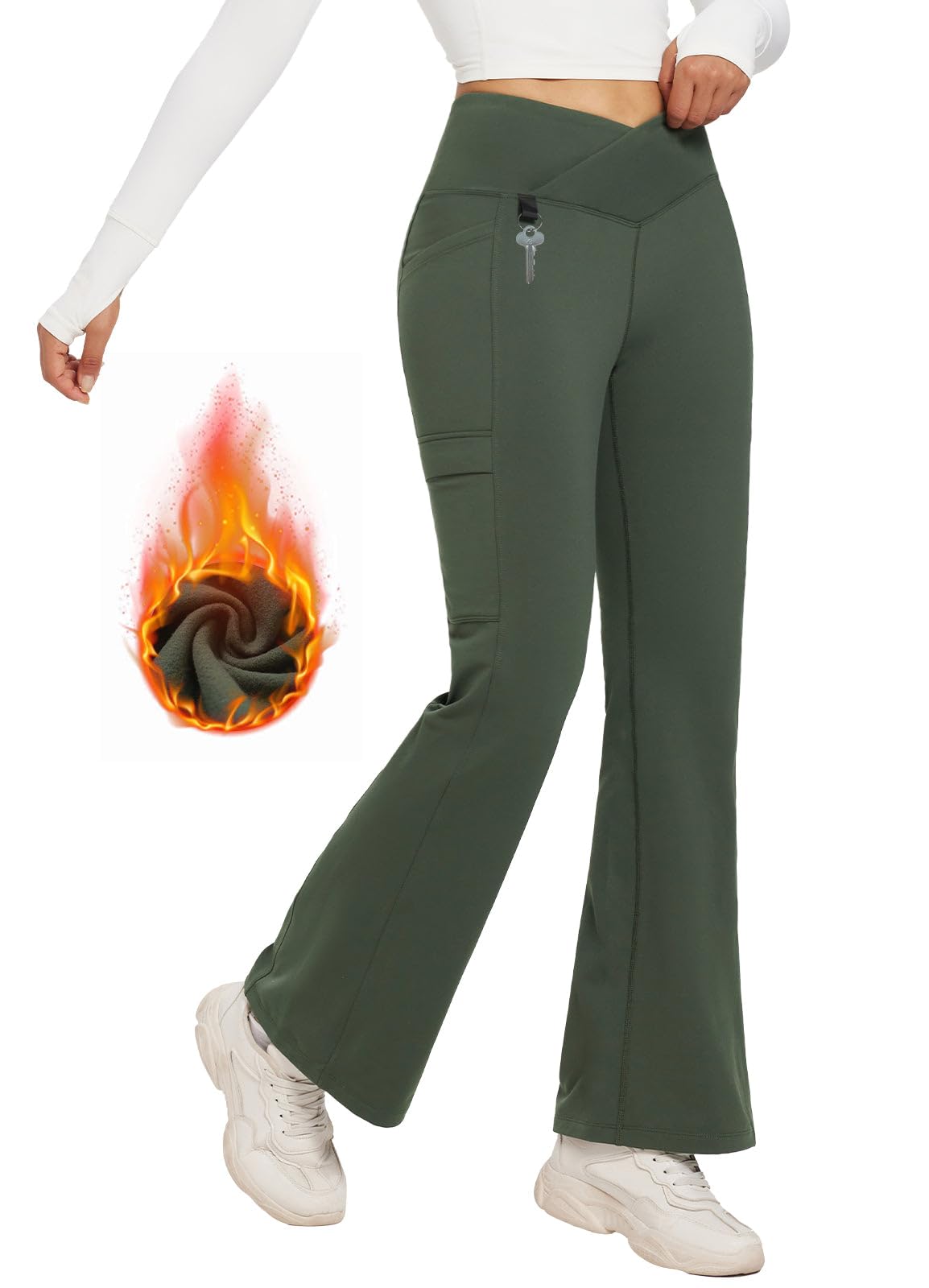 BALEAF Pantaloni da trekking da donna, impermeabili, antivento, termici, con tasche, primavera, autunno, XS-3XL