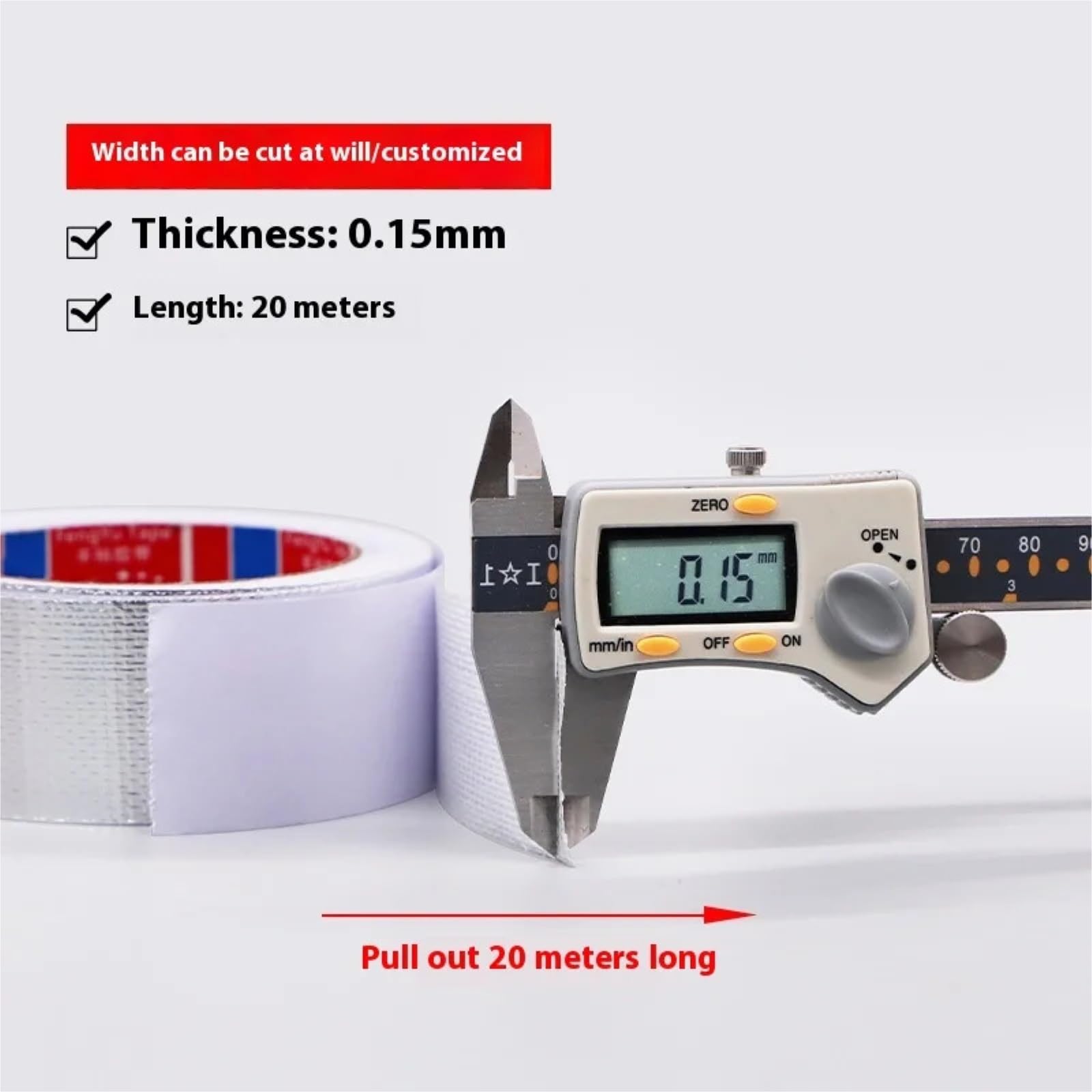 1 unidad de cinta de aluminio ignífuga - Cinta selladora de tela de fibra de vidrio resistente a altas temperaturas for techos, ventanas y vehículos recreativos(20mx0.15mmx300mm)