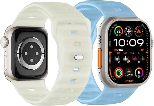 Miniatura 20 de Correa deportiva compatible con Apple Watch Ultra 2 Band de 1.929 in 1.811 in 1.772 in 1.732 in 1.654 in para hombres, correas de silicona suave