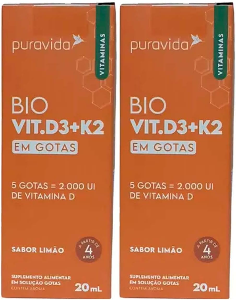 Kit 2x Vitamina D3 + K2 Sabor Limão Em Frasco De 1cc