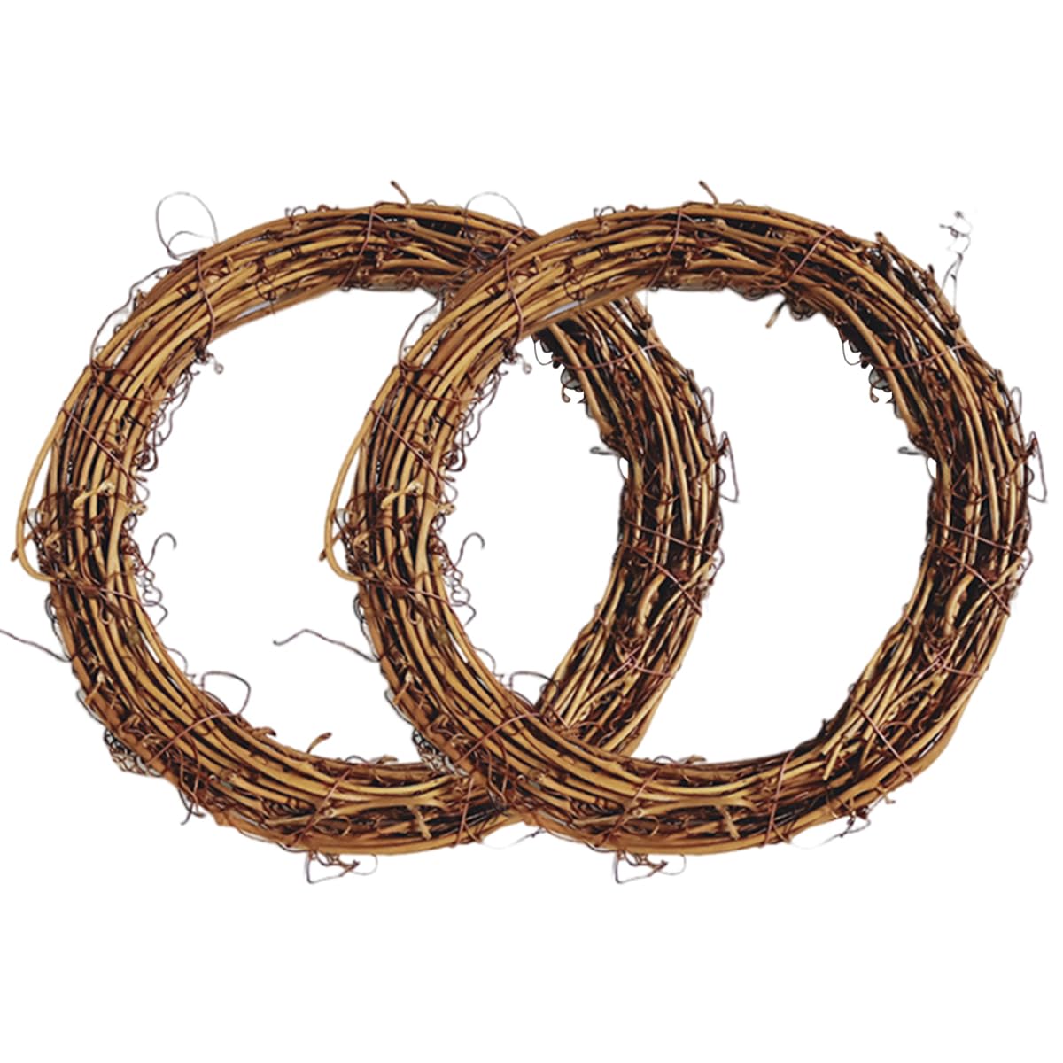 JOYWU Natural Grapevine Wreaths Set,2 Pcs 40cm DIY Rattan Wreath Frame,Vine Branch Wreath,Round Rattan Twig Wreath Base,DIY Wreath Making Supplies,Grapevine Wreath Rings for DIY Crafts
