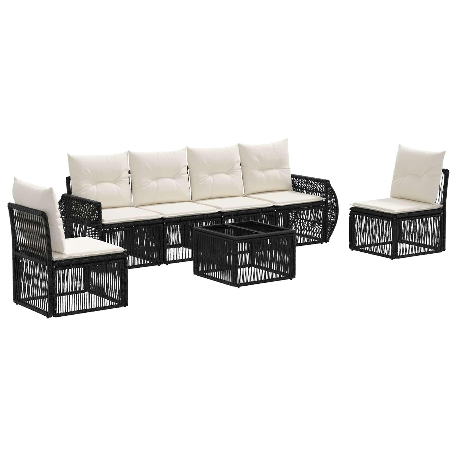 Ensemble de canapé de jardin 7 pcs noir et crème modulable vidaXL pour terrasse