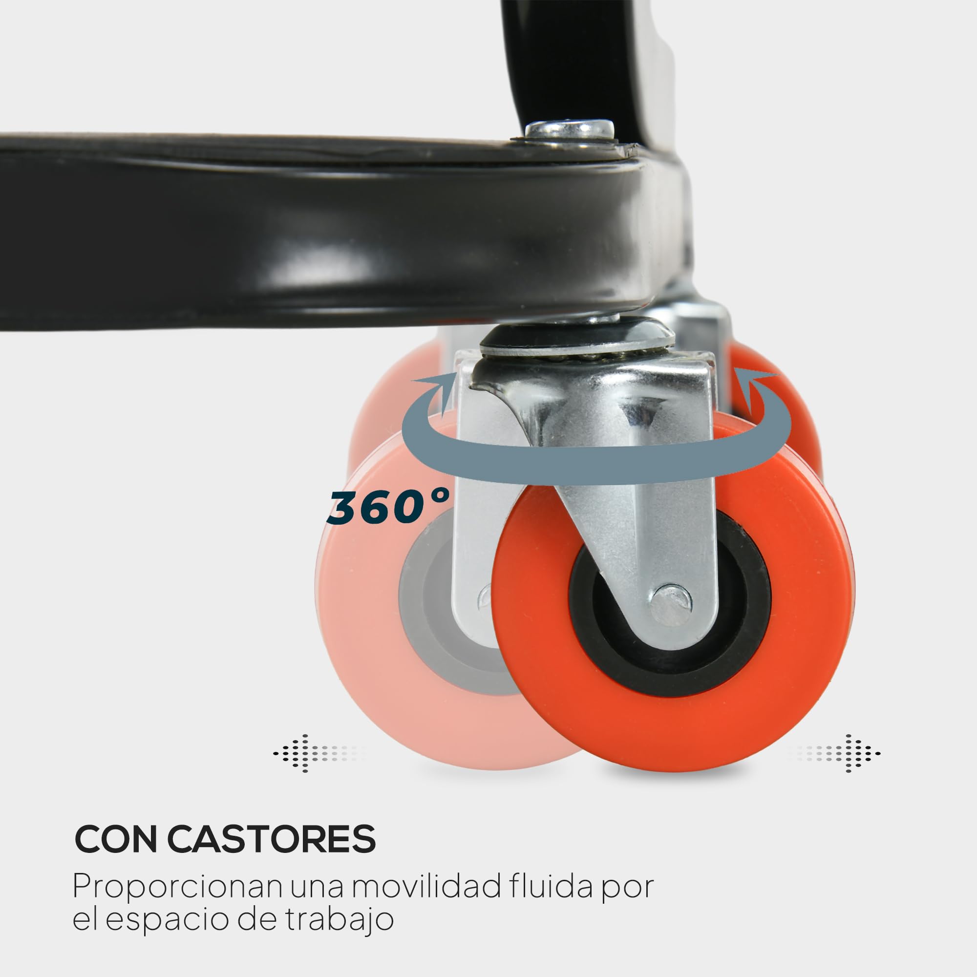HOMCOM Taburete de Taller Móvil con Ruedas para Mecánico 100 kg Rojo | Asiento Taburete, Bandeja para Herramientas, Estructura de Acero, para Garaje, Reparación de Coches