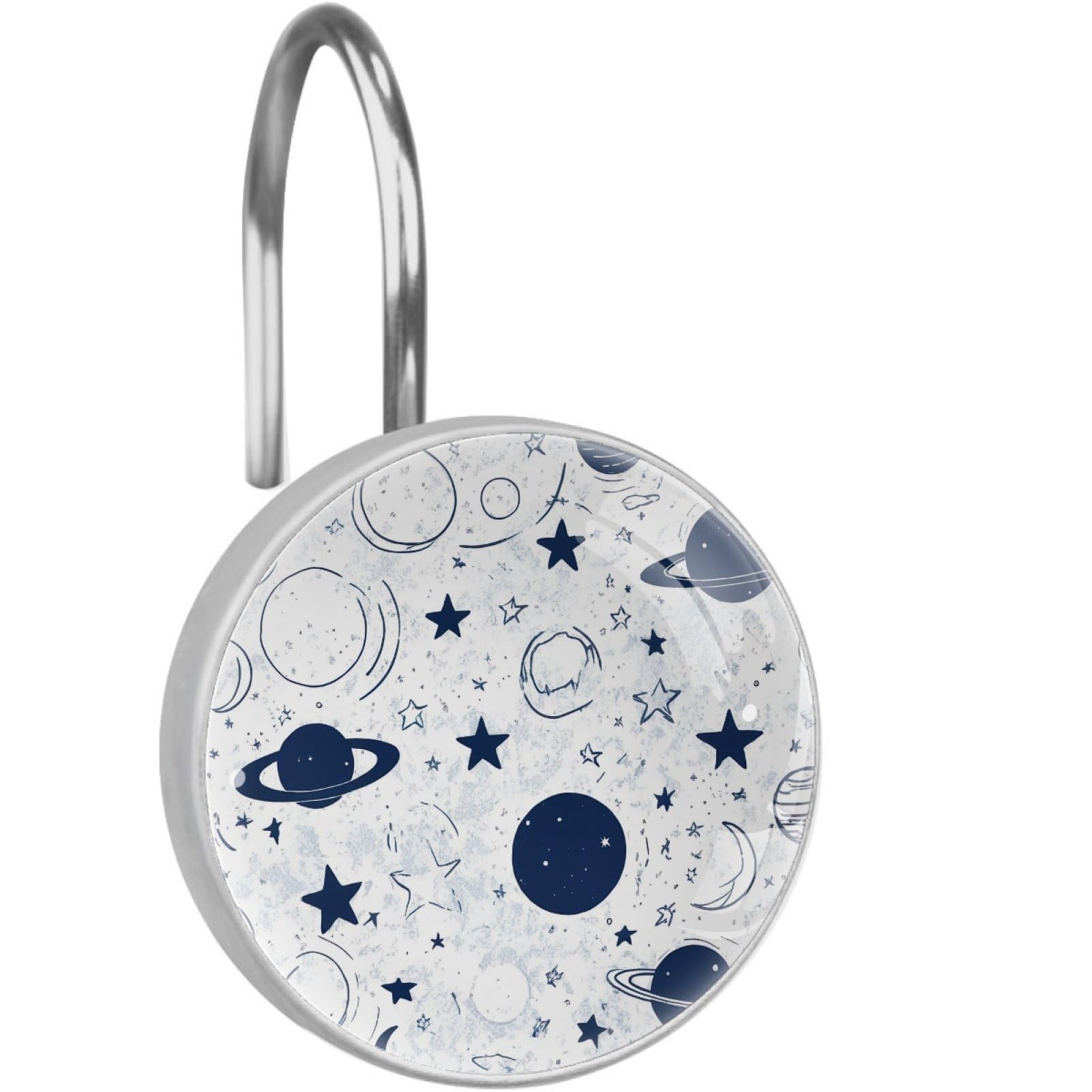 VAPOKF Decorative Shower Curtain Hook, Planet Star Moon Rustproof Stainless Steel Shower Curtain Hook for Bathroom, Shower Curtain Hangers for Shower Rod