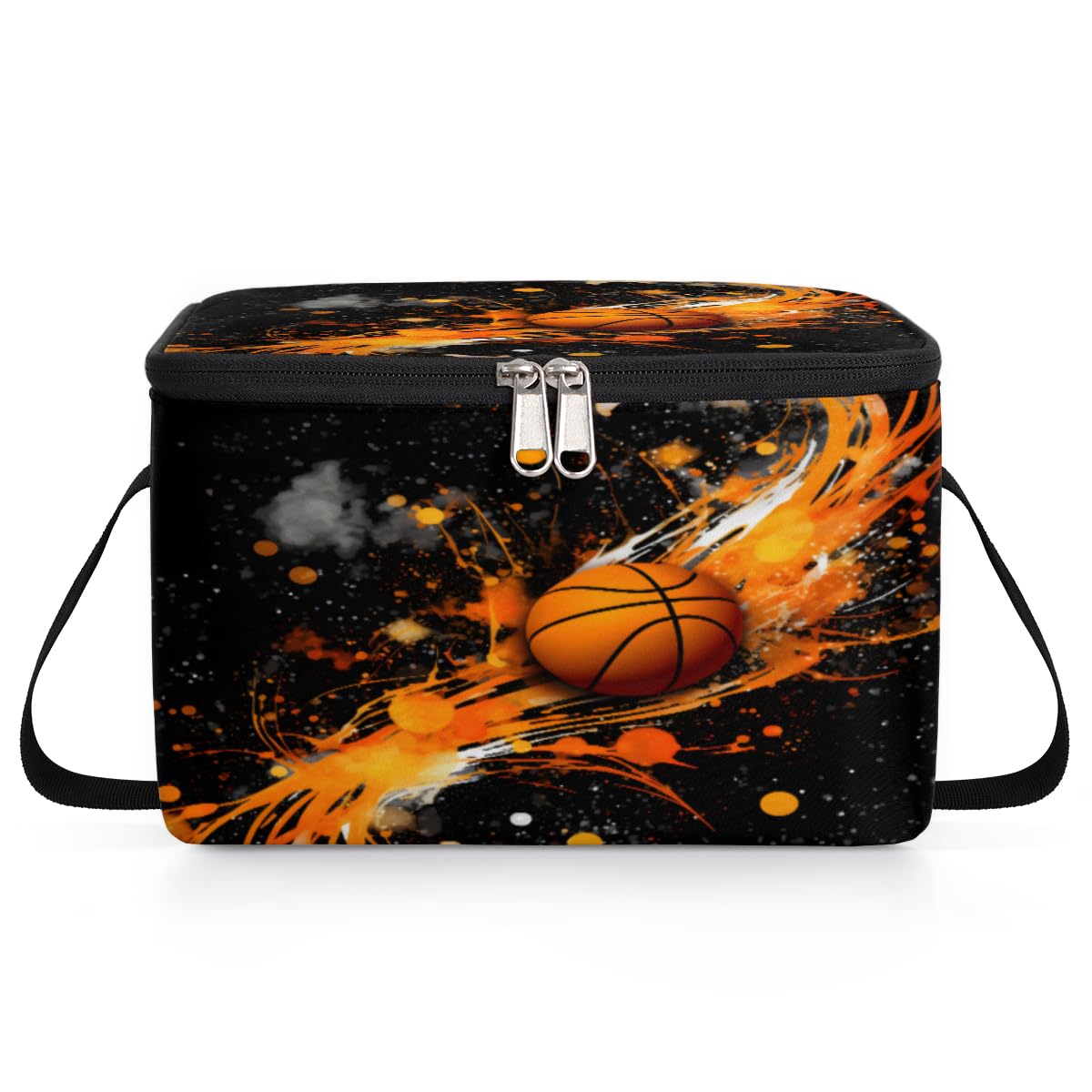 GzLeyigou Basketball Ball Lunch Bags for Women Men 9 Cans, Hot & Cold Food Delivery Bag Insulated Grocery Bag Insulated Lunch Box Cooler Bag for Office Work Picnic Beach