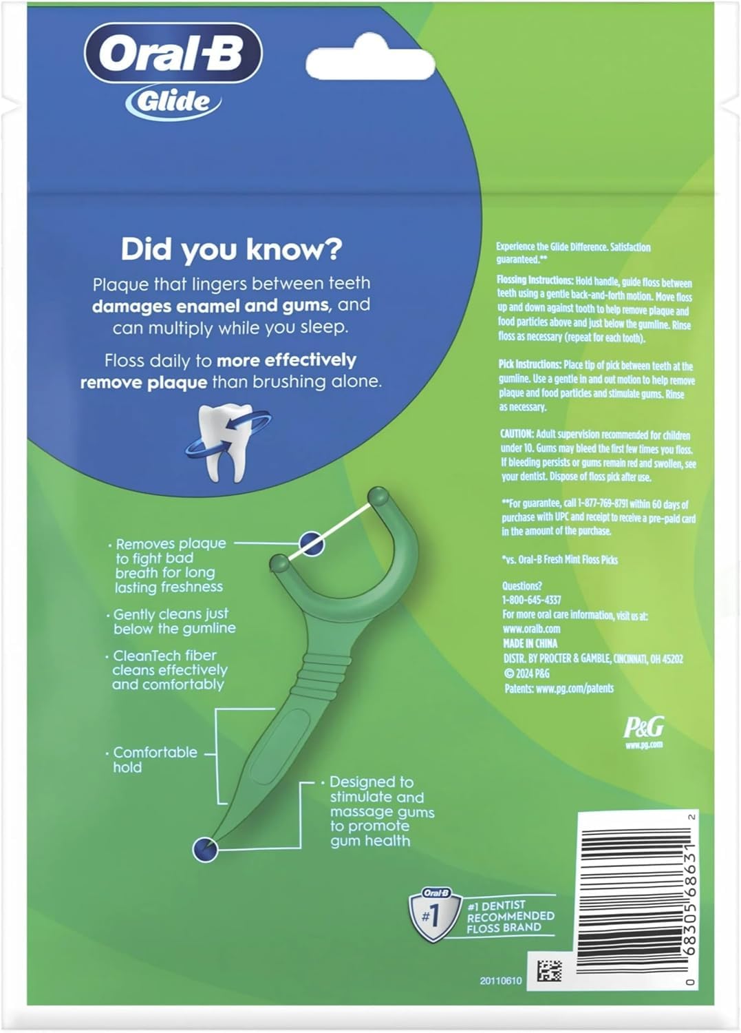 Oral B Plus Scope Outlast Lot de 6 sachets de 75 porte-fils dentaires Menthe longue durée