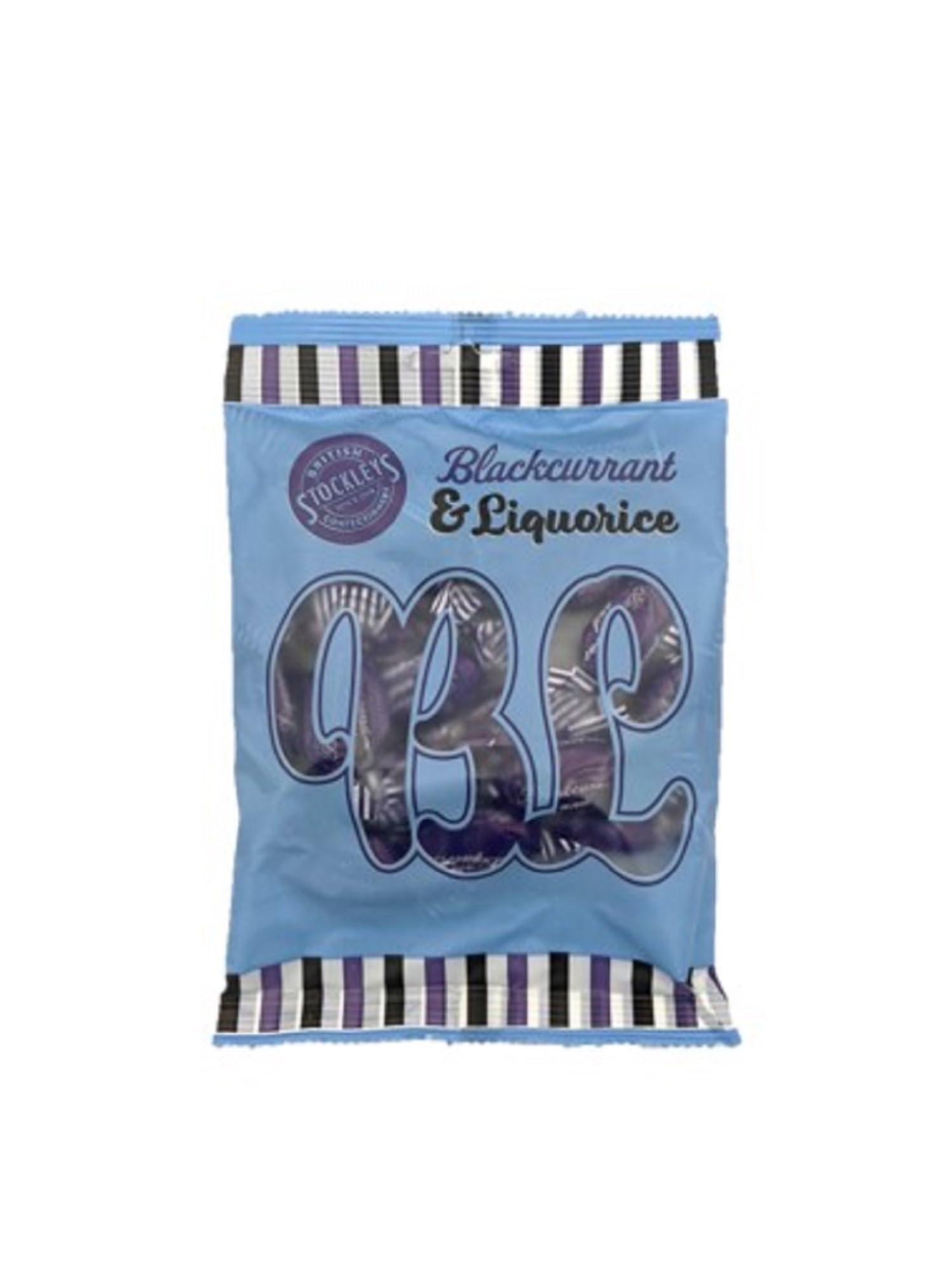 Stockley's Blackcurrant & Liquorice Sweets - 180g x 12 Pack | Hand-Crafted Traditional British Sweets | Classic Hard-Boiled Confectionery
