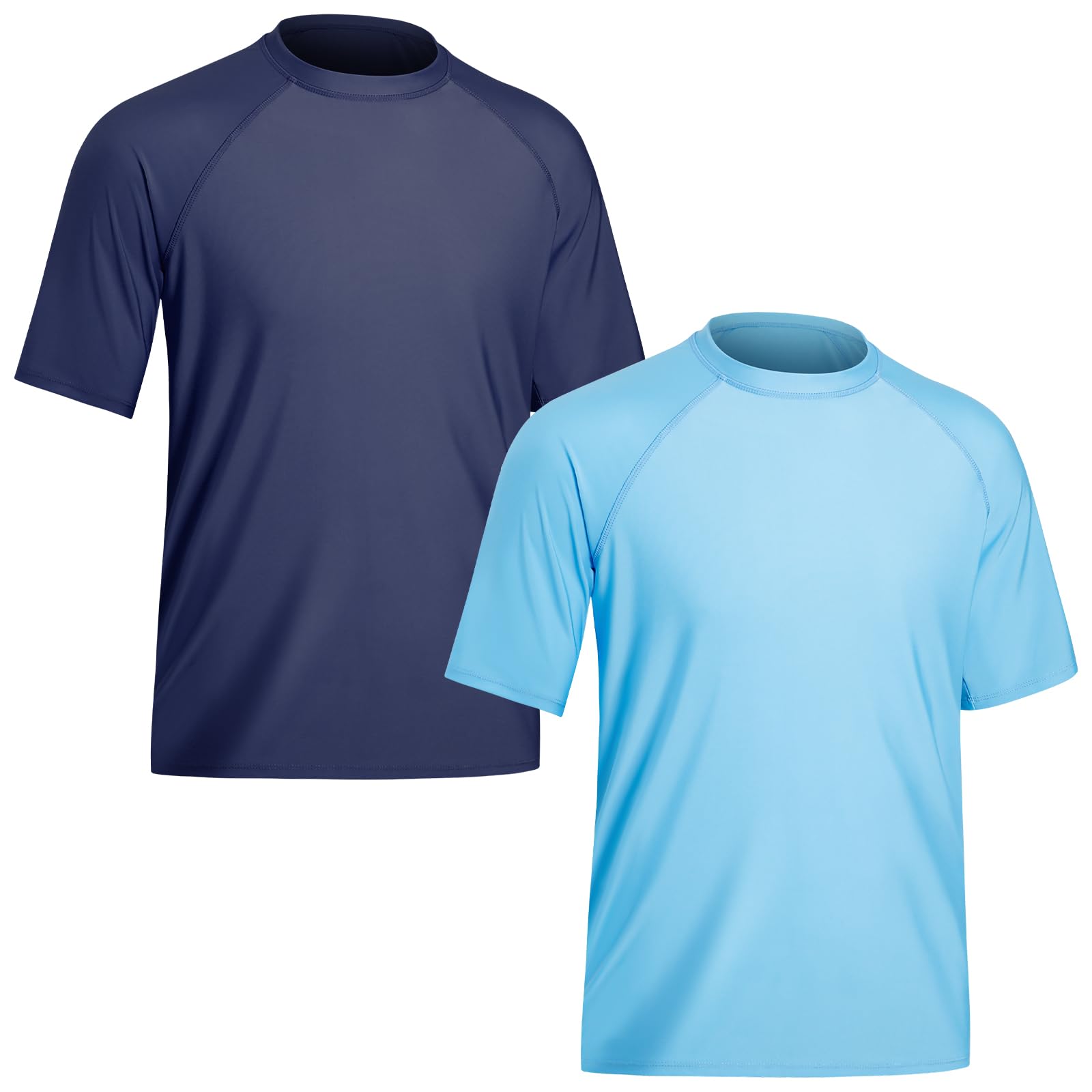 2 Pezzi Maglietta Anti UV da Nuoto Uomo Costume da Bagno a Manica Corta UPF 50+ Protezione Solare Rash Guard T-Shirt da Bagno Asciugatura Rapida