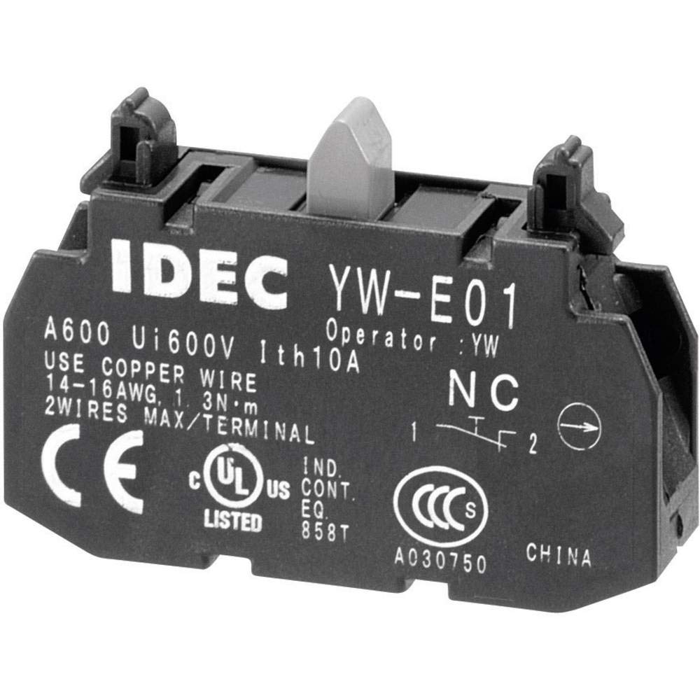 IDEC YW-E10 1 NO, 1 Pole, 10 AMP, 14-16 AWG, 600 VAC, Contact Block