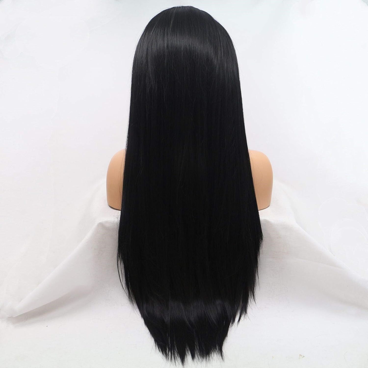 Lucyhairwig 180% Density Black Synthetic Lace Front Wig Long Straight Heat Resistant Fiber High Temperature Replacement Lace Front Wigs For Women Daily Makeup Wigs 24inch