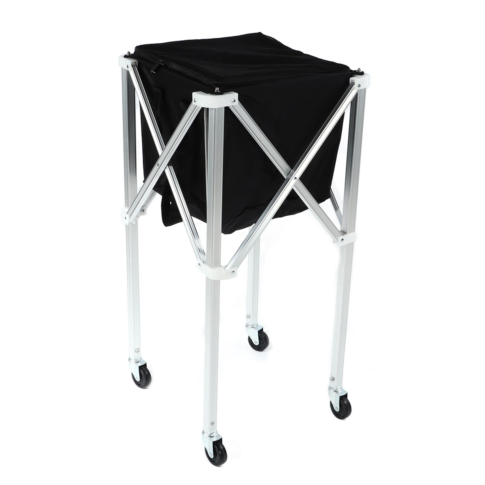 Carrello per Palline da Tennis Pieghevole in Lega di Alluminio | Carrello portatile con cestello con tramoggia con ruote, raccoglitore di palline leggero per esercitarsi, facile spostamento