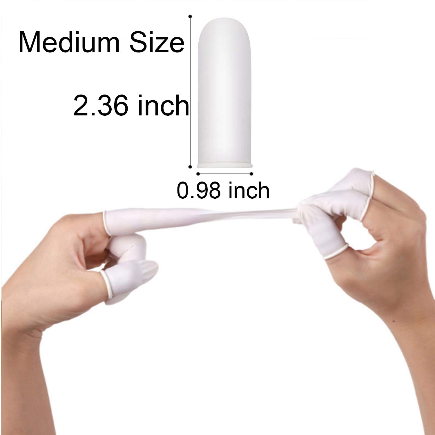 Hulless Medium Latex Finger Cots Anti Static Rubber Fingertip Protective Finger cots for Electronic Repair, Handmade Apply, 400 Pcs. 2