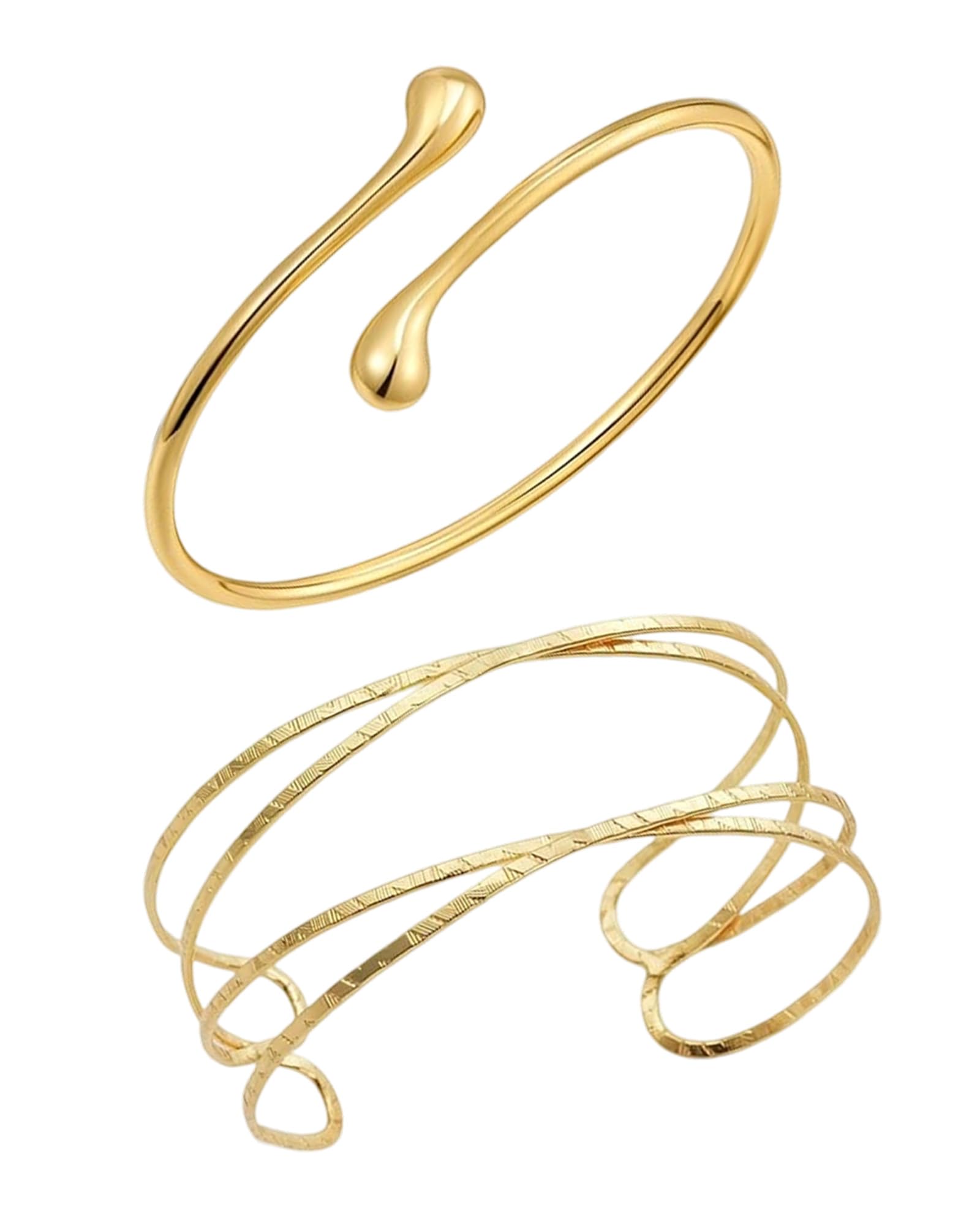 Thapncow 2 Minimalist Gold Minimalist Jewelry Daily Wear Layered Bracelet for Women Girls Gold Upper Arm Cuff Bangle