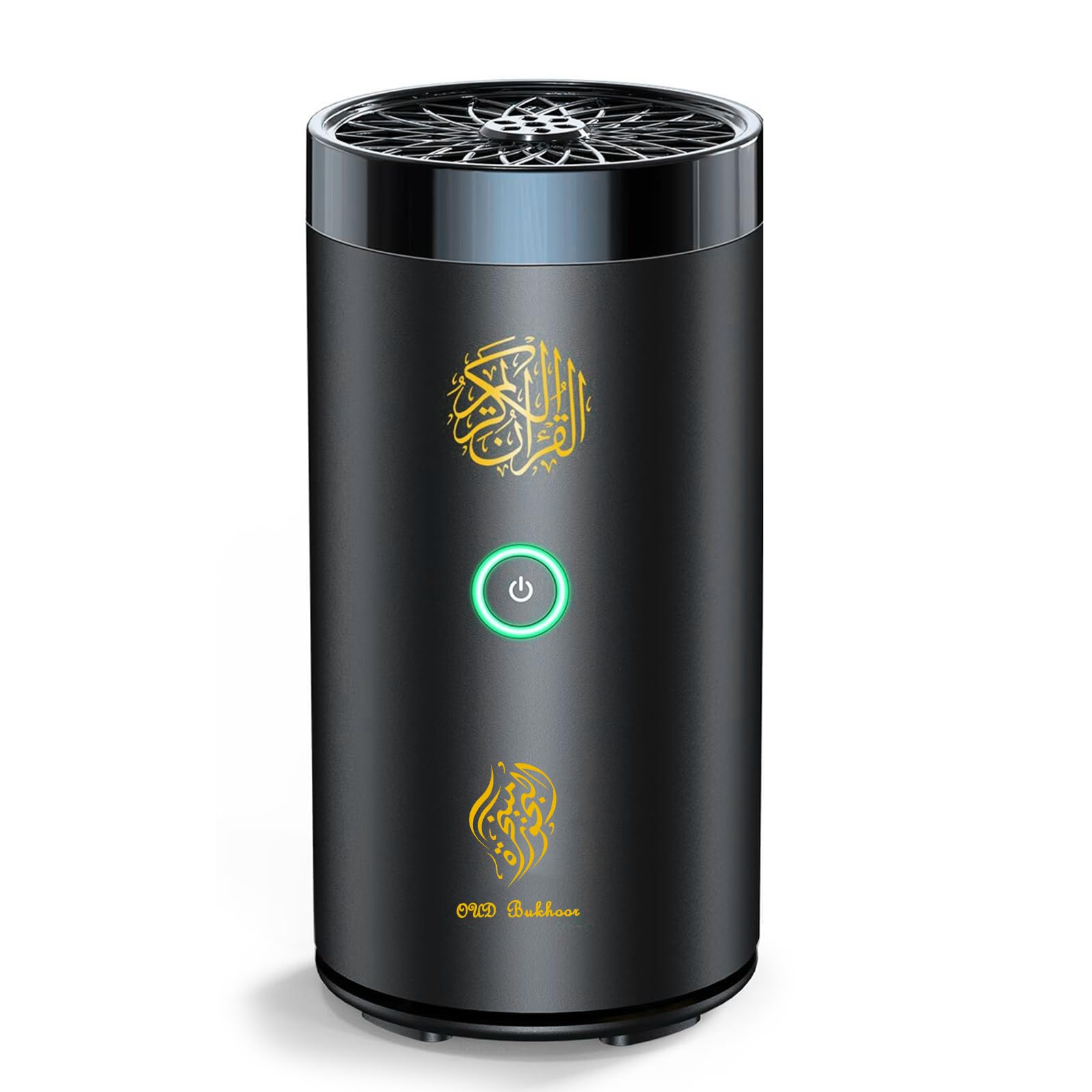 Bruciatore di incenso elettrico 2 in 1 con altoparlante Corano, bruciatore Bakhoor ricaricabile, diffusore di aromi per auto, ufficio, casa, camera da letto, soggiorno, studio, spa (nero-2