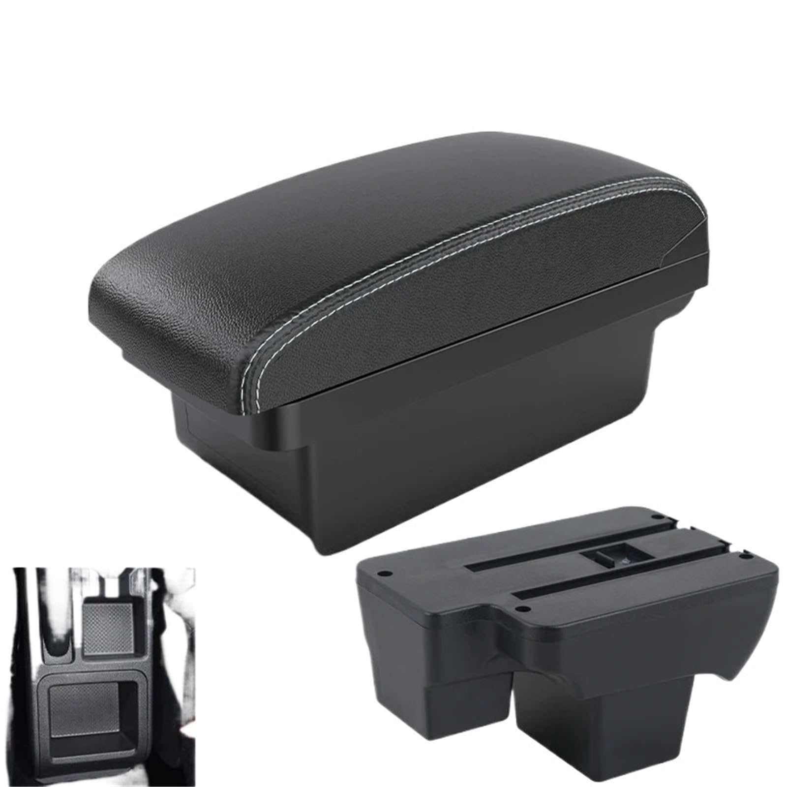 NOKRGQW Car Armrest Box For VW For Polo 2020 2021 2022 2023 2024 Car Armrest Box Dedicated Retrofit Storage Retrofit Parts Accessories(A3 Black white NOUSB)