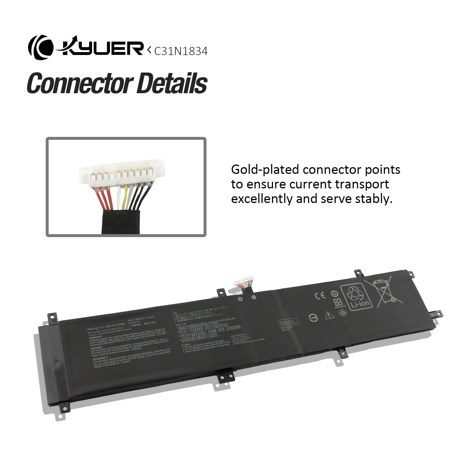K KYUER 57WH C31N1834 Laptop Batería para Asus ProArt StudioBook Pro 17 W700 H700 H700GV W700GV W700G1T W700G2T W700G3T W700G3P Series W700G3T-AV093R W700G3T-AV027R AV090R W700G1T-AV046R H700GV-AV023R