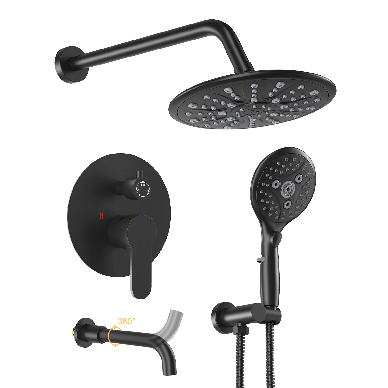 Suncleanse Oil Rubbed Bronze Shower System with Waterfall Tub Spout