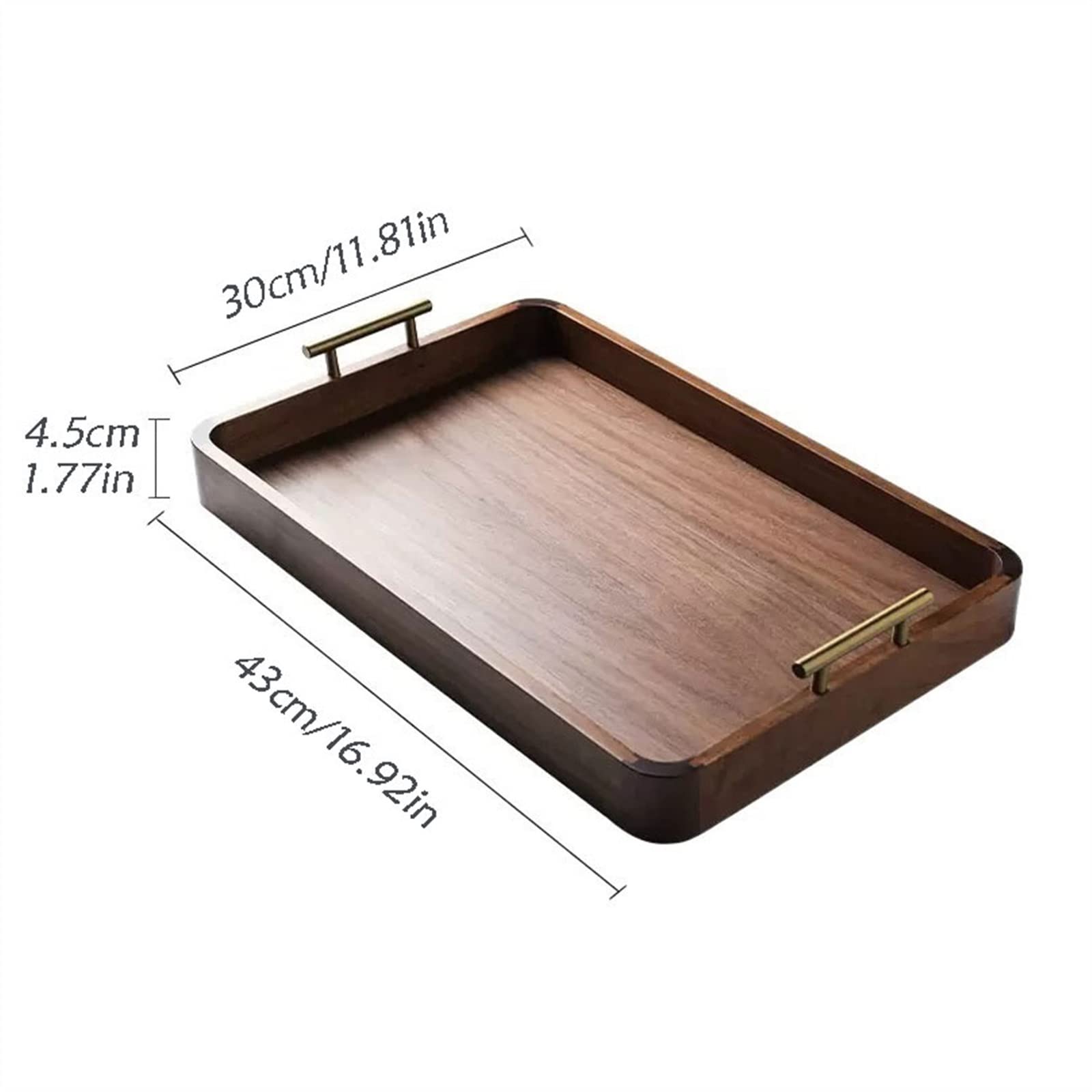 Vassoi da tavolino Vassoio in legno di noce alta qualità da servizio rettangolare for uso domestico Piatti Pasticceria Set tè portaoggetti Decorativi(M)
