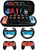 Accessory Set for Nintendo Switch Game Launcher, 2X Steering Wheel, 2X Grip Kit, 1x Travel Carrying Case 5 in 1 Black