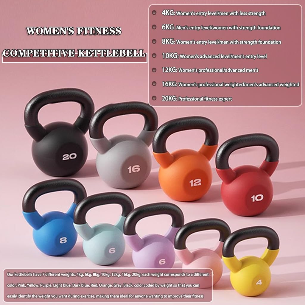 Kettlebell Pesi Fitness Femminile in Ghisa Competitivo Peso Sfera, Modellatura Completa del Corpo/Allenamento dei Glutei, Attrezzature per Esercizi in Casa/Palestra(Orange-12kg)
