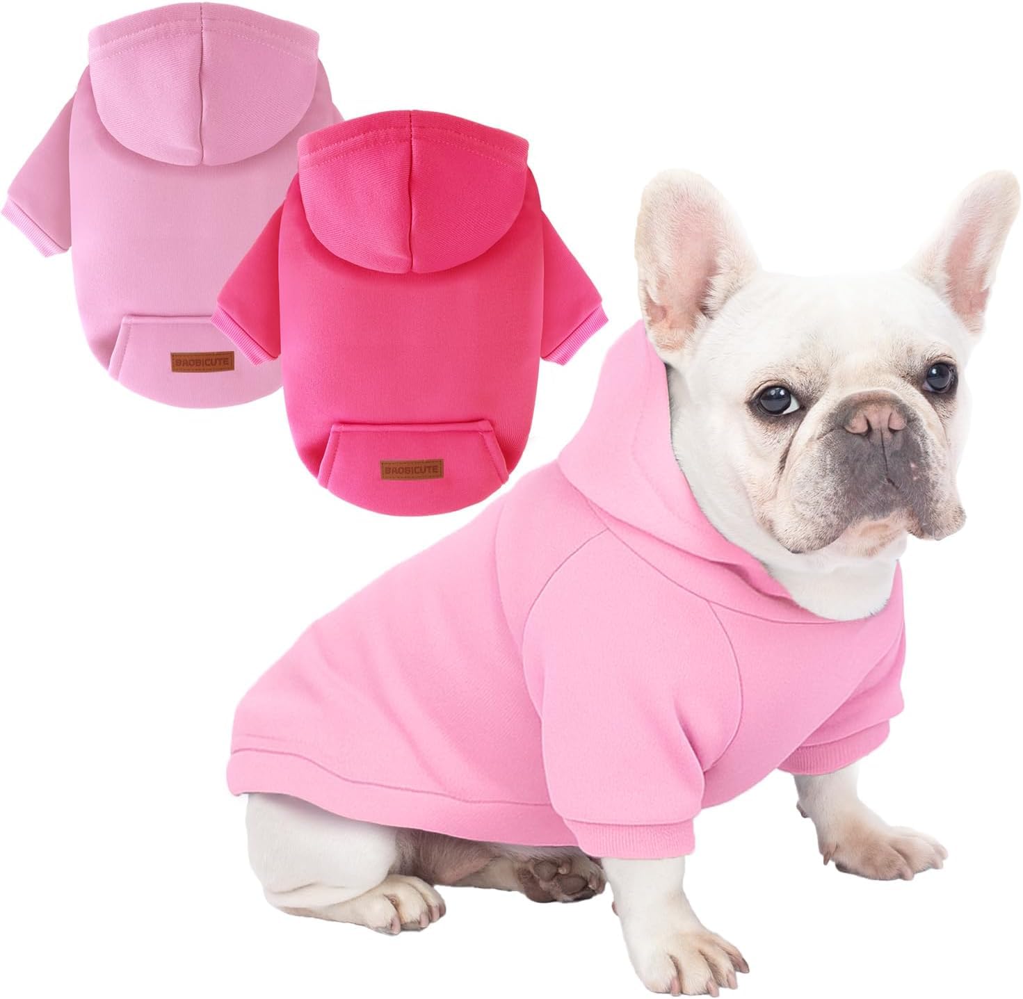 2 Pack Dog Hoodie Warm Hood Dog Sweater Cold Weather Small Dogs Sweatshirt Comfort Pet Clothes for Small Medium Dogs with Pockets Chihuahua Clothes for Male Female Girl Boy Sporty Daily Wear